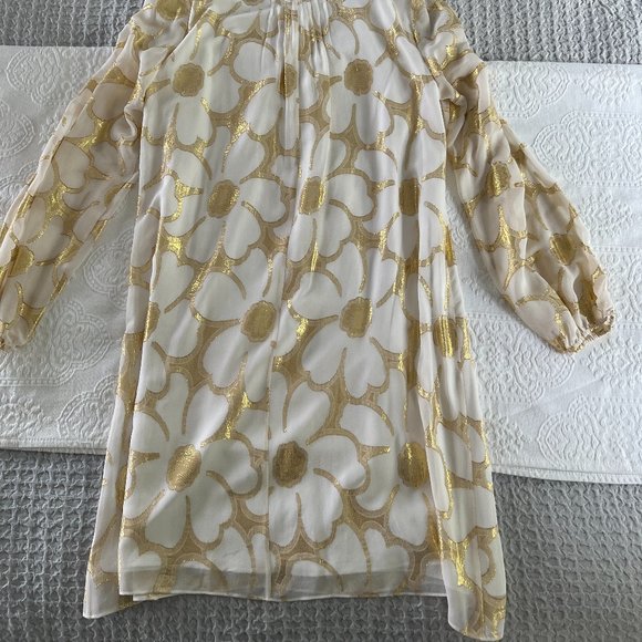 COPY - Lilly Pulitzer Gold Metallic SILK and LINED Floral Mini Dress - Picture 3 of 4